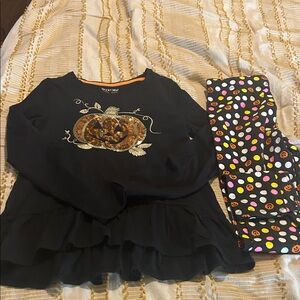 Black and Gold Pumpkin Kids Matching Set